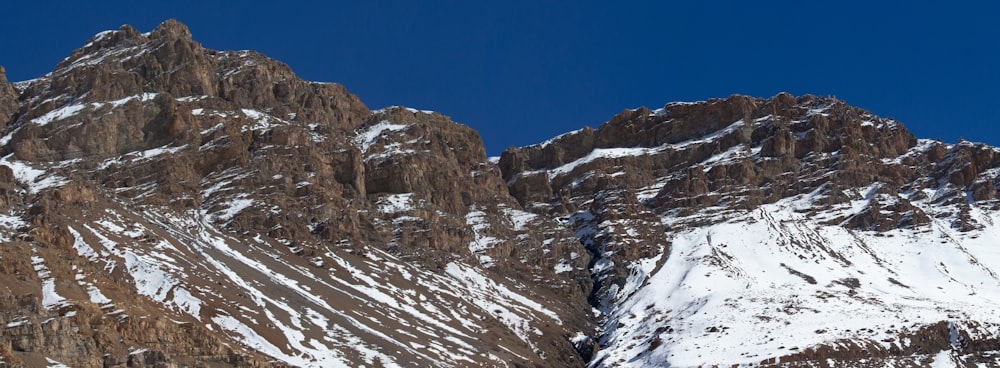 a group of people skiing down a snow covered mountain