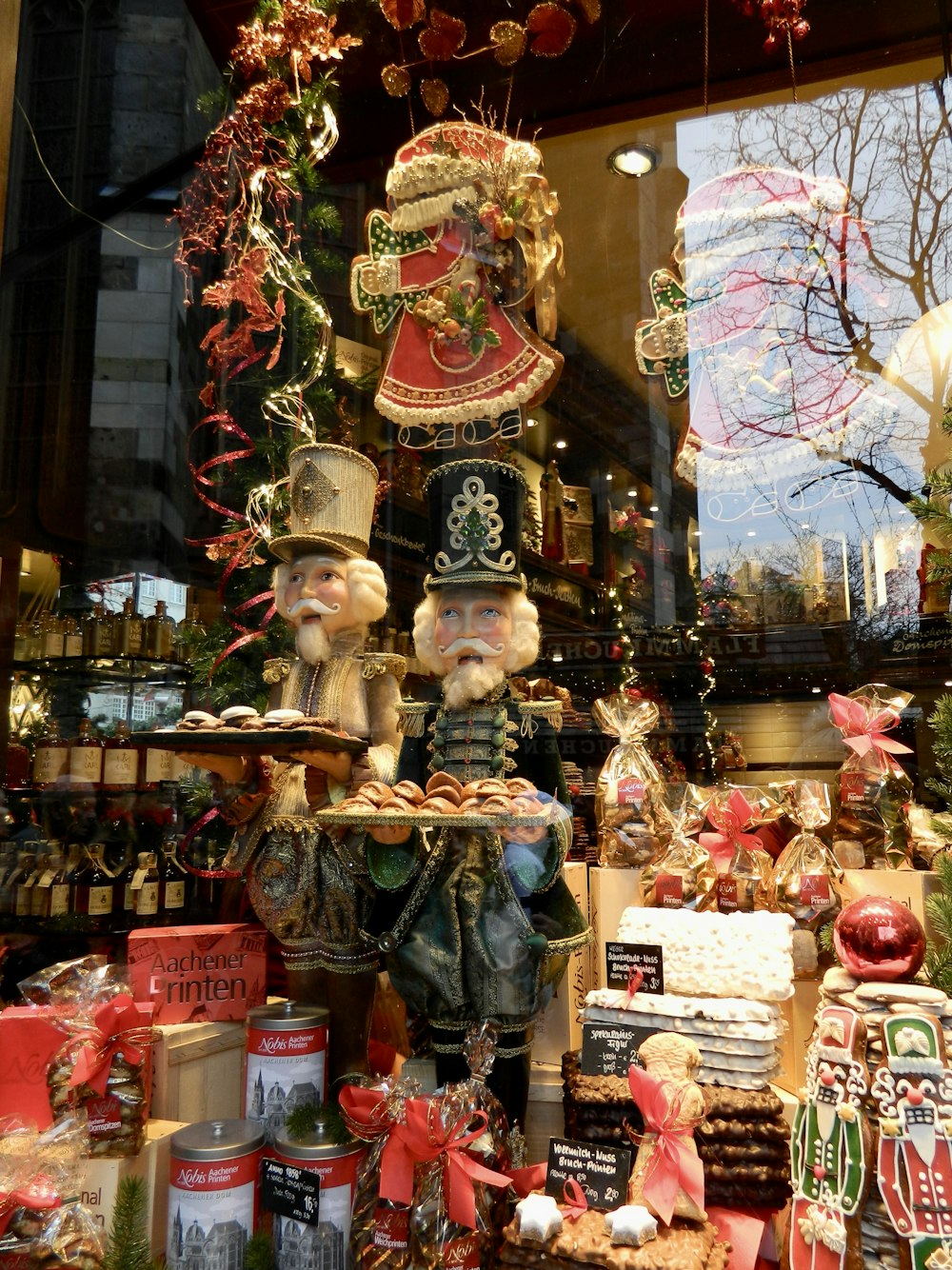 a window display of christmas items in a store