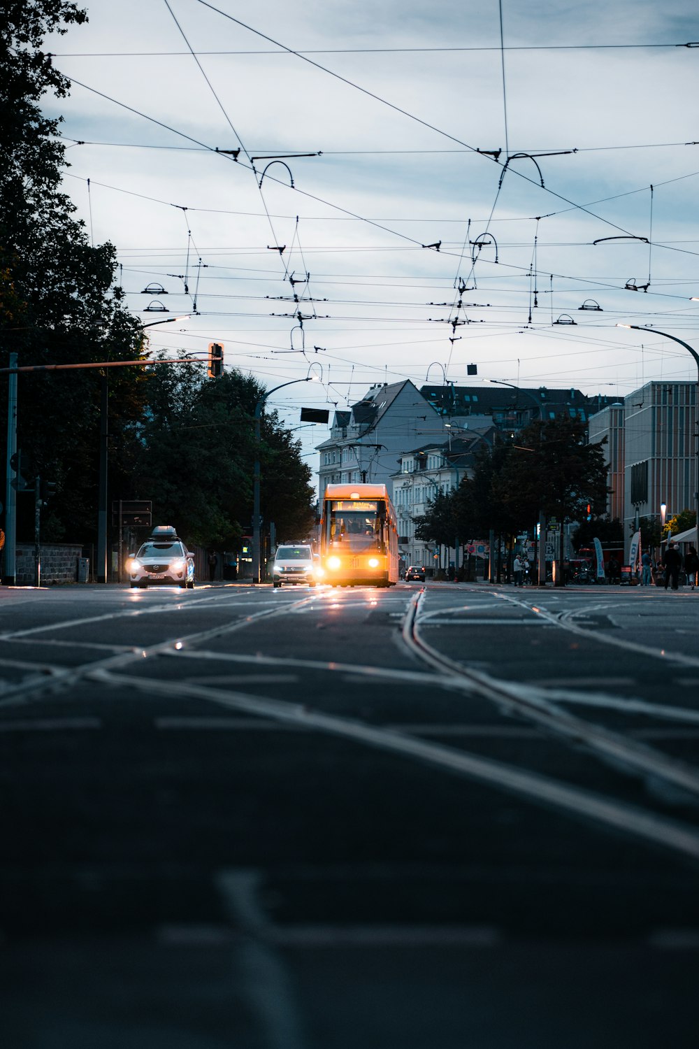 a bus that is sitting in the street