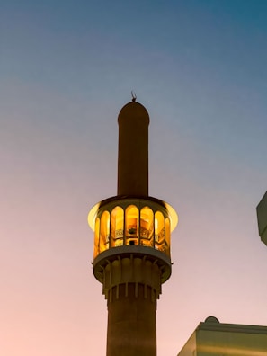 Evening sky with the call to prayer echoing near a minaret