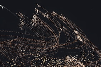 a black and white photo of a bunch of lights