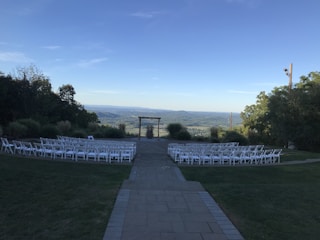 An outdoor destination celebration with scenic views.