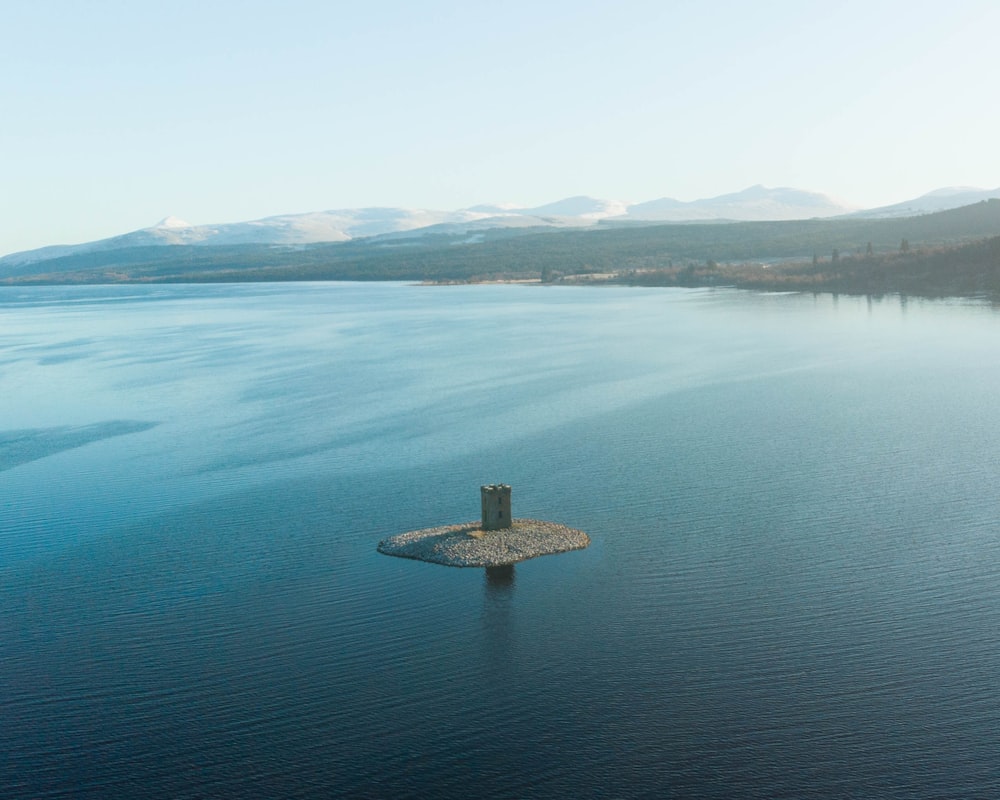 a small island in the middle of a large body of water