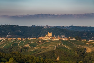 a view of a small village in the mountains