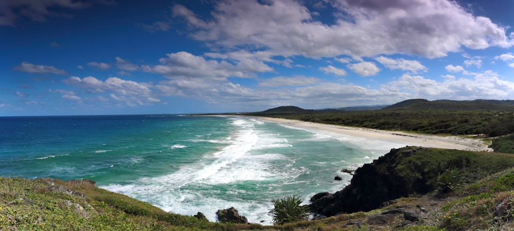 a view of the ocean from a cliff