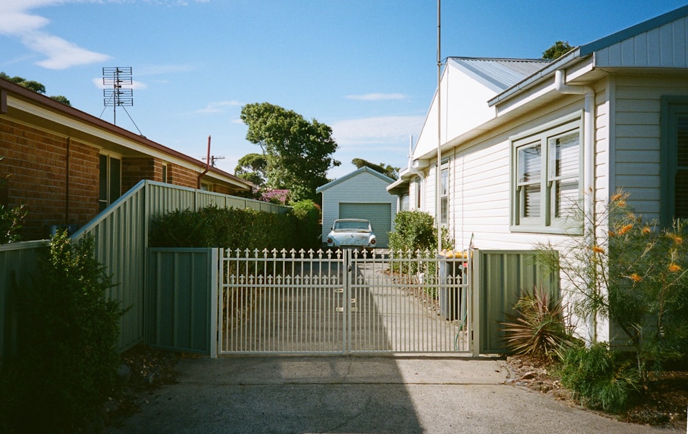a house with a gate in front of it