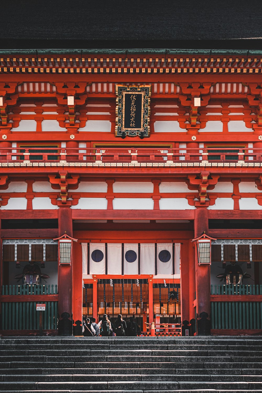 a red building with steps leading up to it