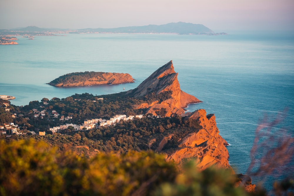 a view of the ocean from a high point of view