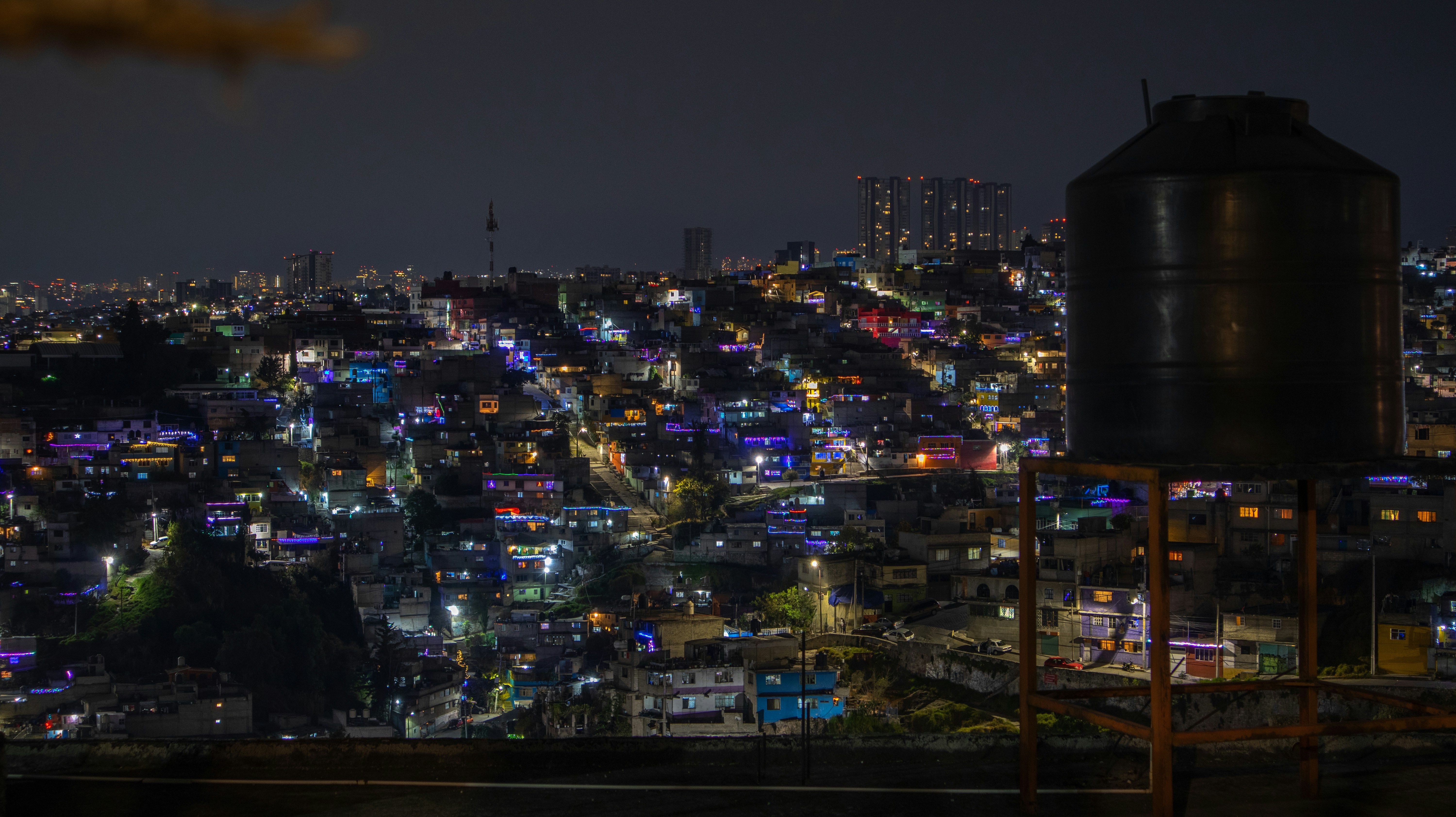 A night view of a city with a lot of lights