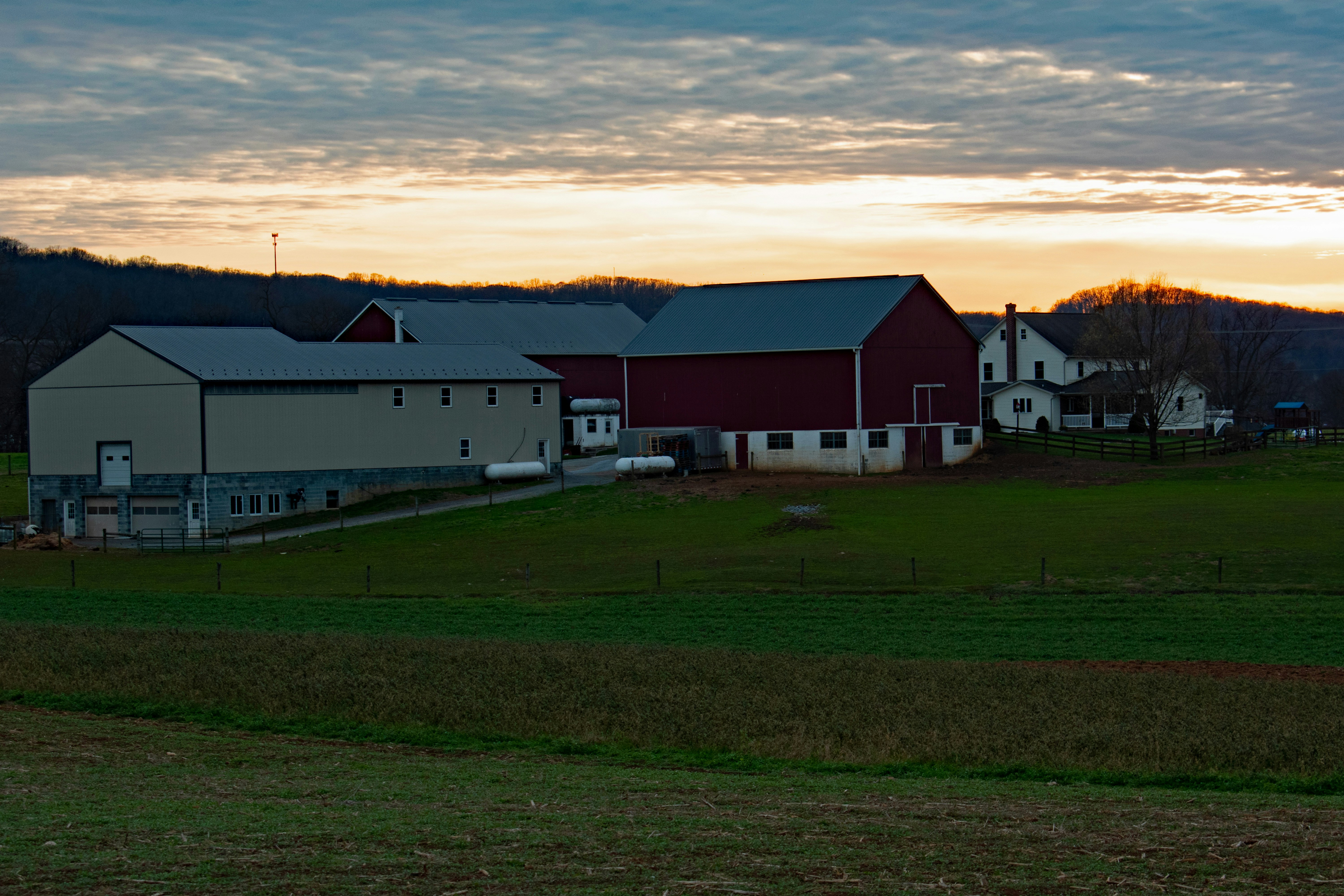 Sunset at Amish farm