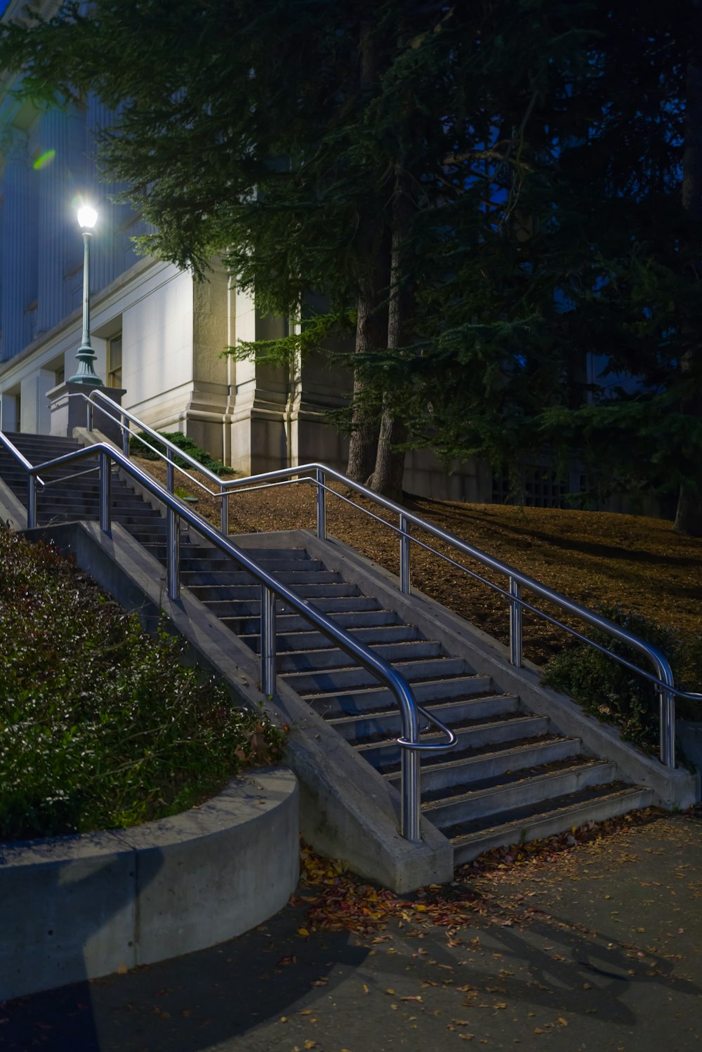 un conjunto de escaleras que conducen a un edificio