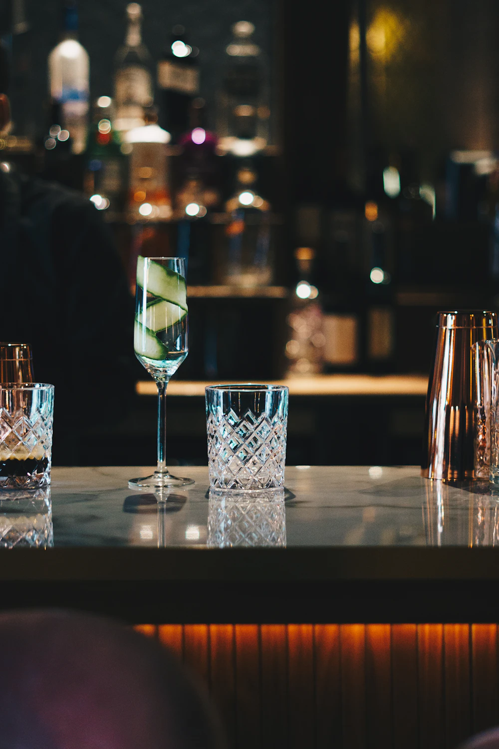 Skyline lounge with drinks and city view