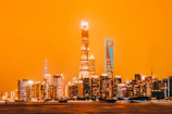 Vibrant 3D animation showcasing a futuristic cityscape at sunset.