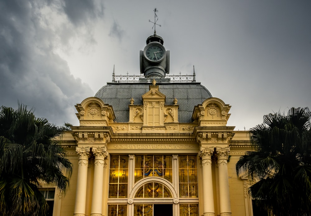 a large building with a clock on top of it