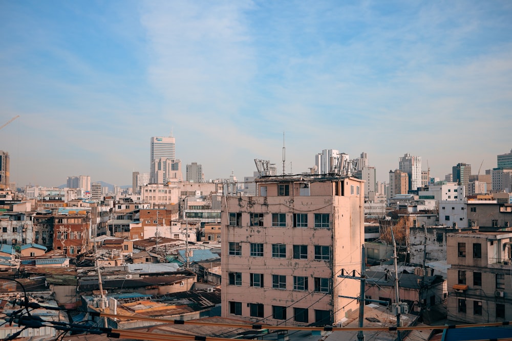 a view of a city from a rooftop