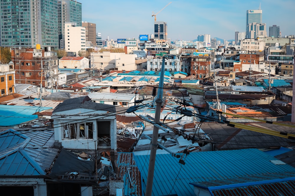 a view of a city with lots of buildings