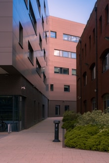 a building with a parking meter in front of it
