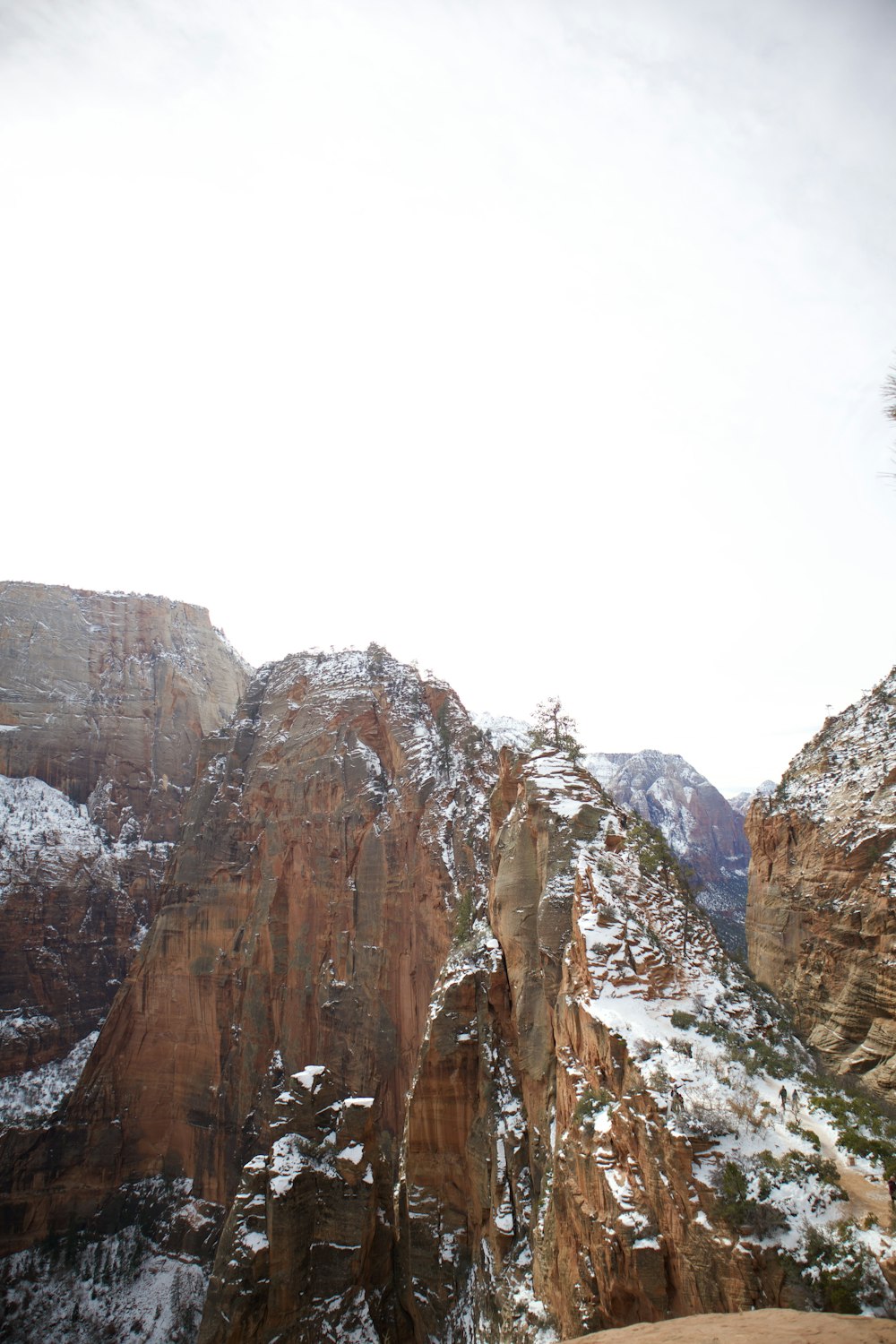 a view of a mountain with snow on it