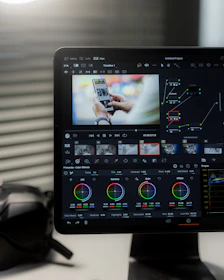 a computer screen with a picture of a person holding a cell phone