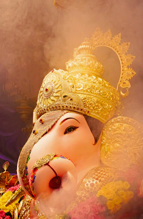 a close up of a statue of ganesh