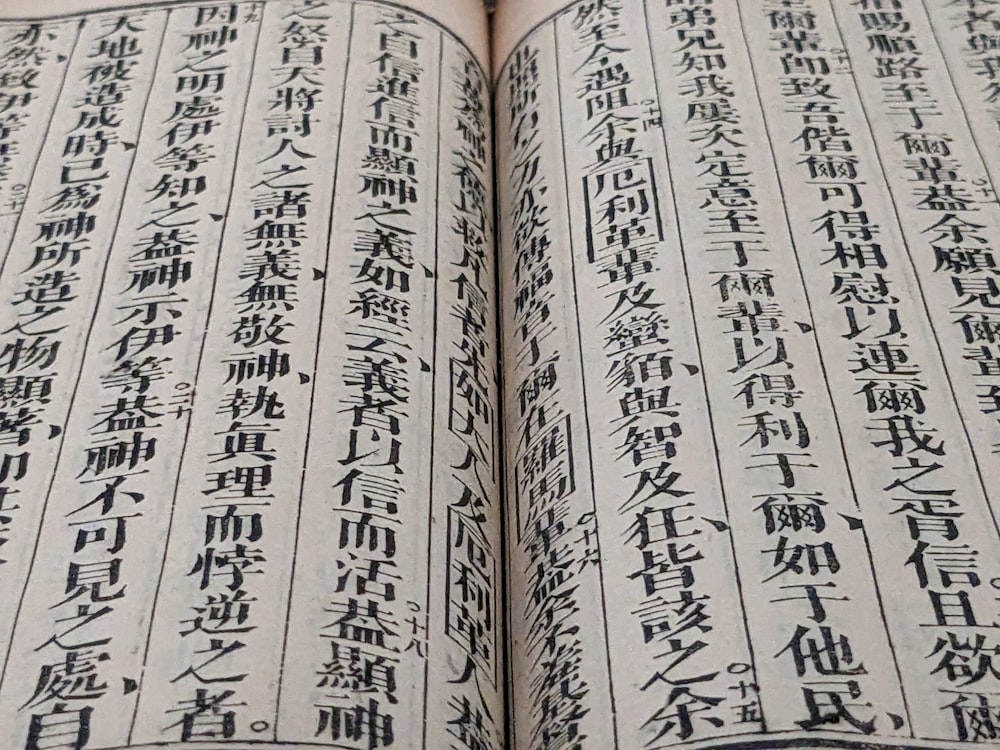 an open book with chinese writing on it