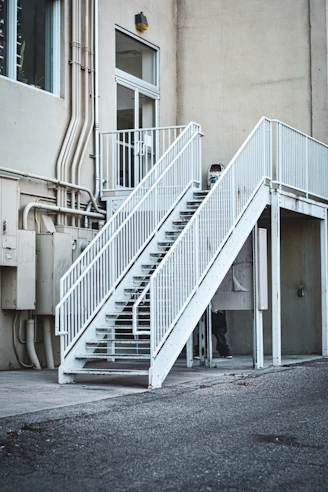 a set of stairs leading up to a building