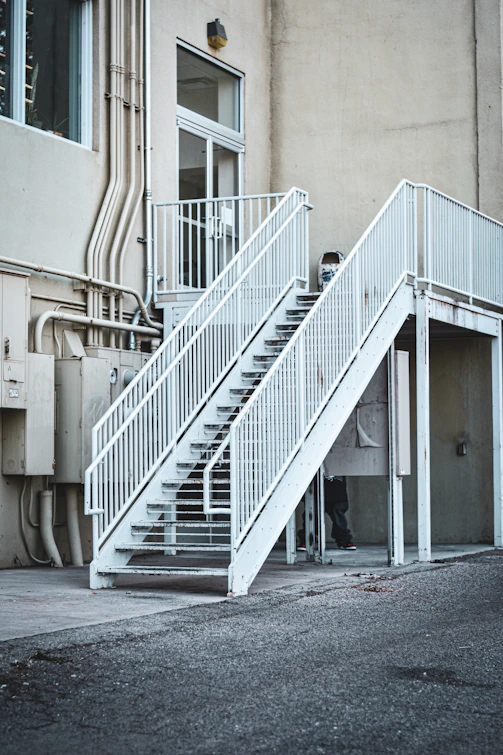a set of stairs leading up to a building