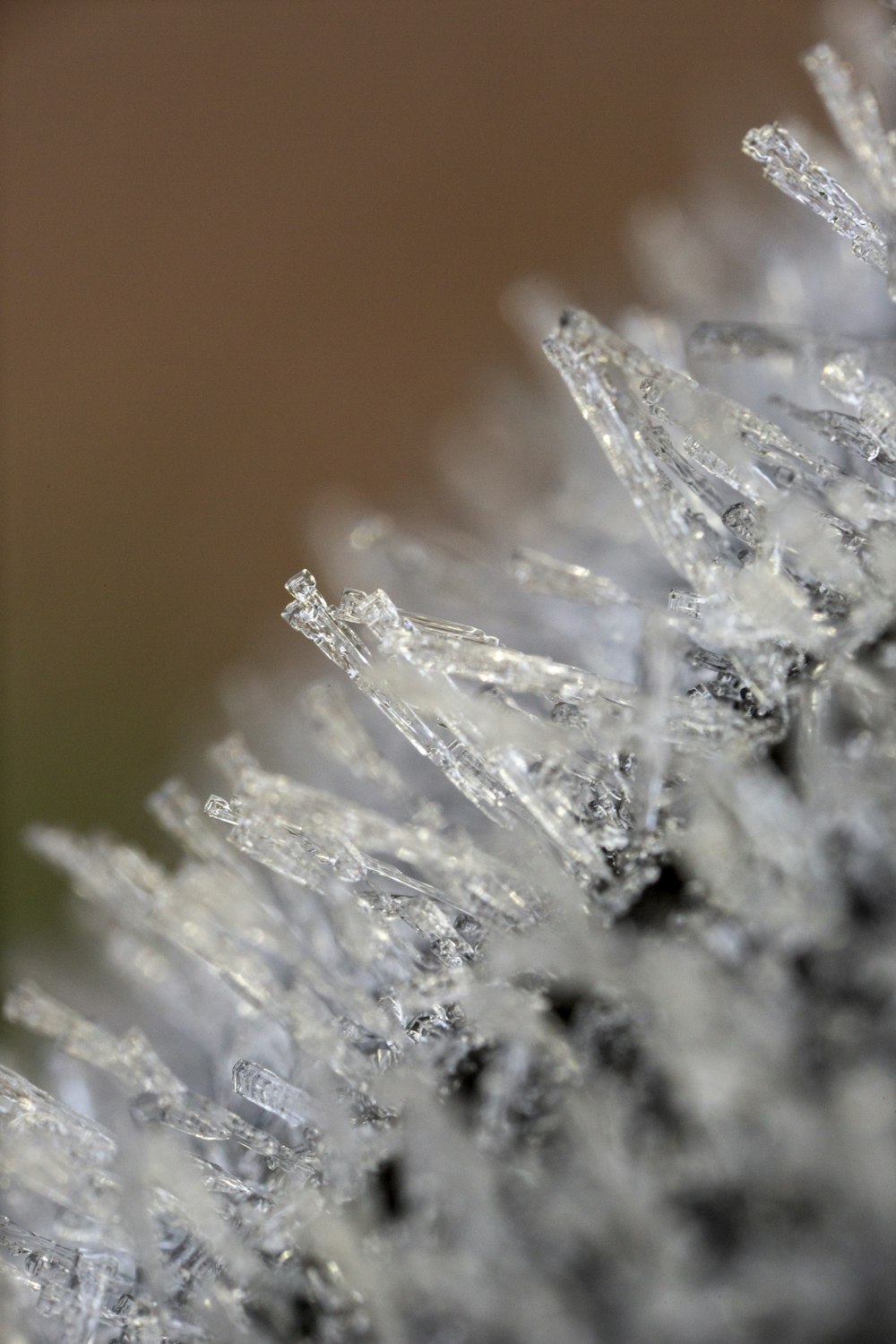 a close up view of some ice crystals