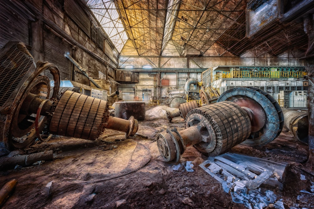 a very large machine in a very dirty building