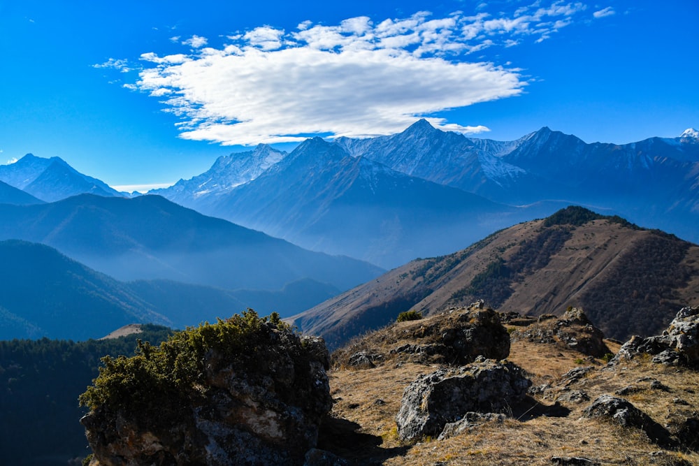 a view of a mountain range in the distance