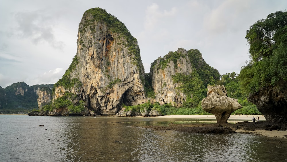 un plan d’eau entouré de montagnes et d’arbres