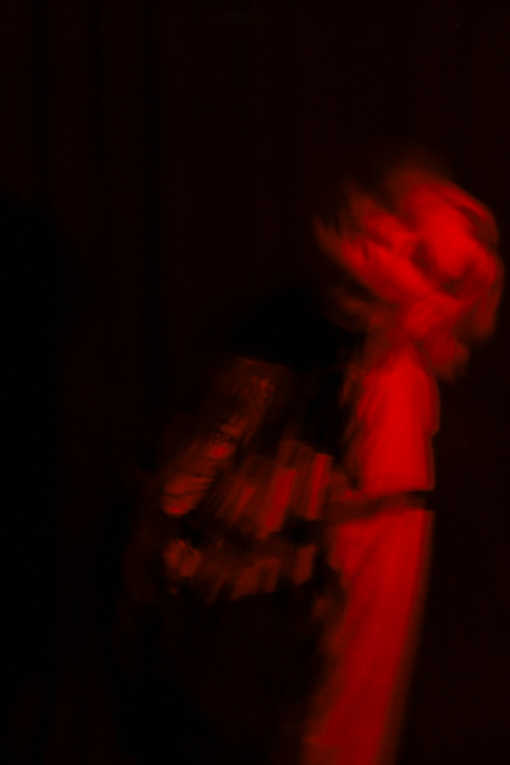 a blurry image of a person with a backpack