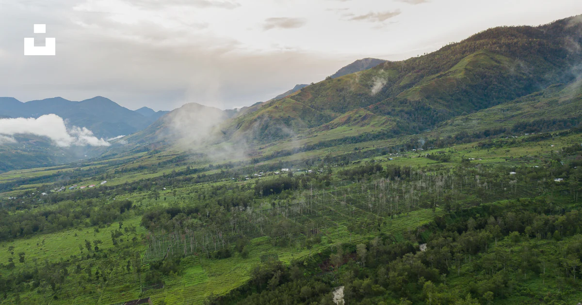 An aerial view of a lush green valley photo – Free Indonesia Image on ...