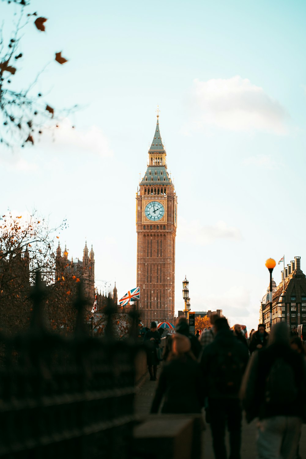 a large clock tower towering over a city