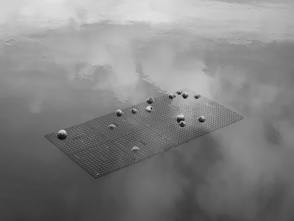 a floating platform in the middle of a body of water