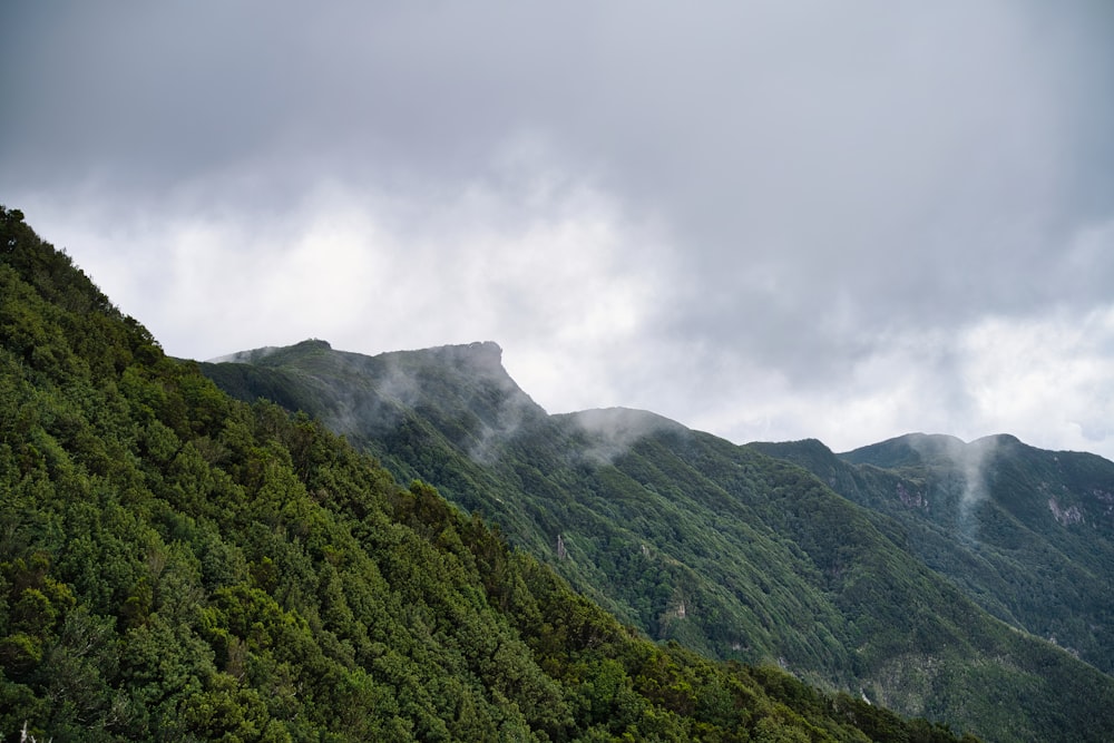 a view of a mountain range with clouds in the sky