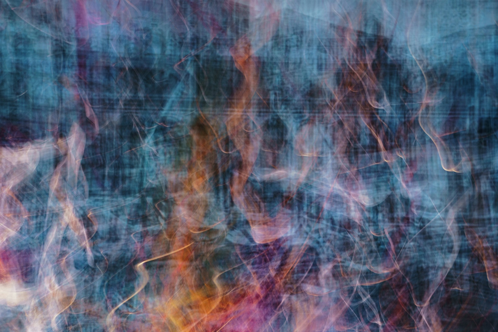 An abstract media art piece blending layers of sound waves and vivid colors, reflecting the fusion of music and visual creativity.