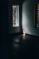 Sunlight streaming through gym windows, casting long shadows on the floor.