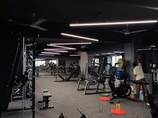 a gym filled with lots of exercise equipment