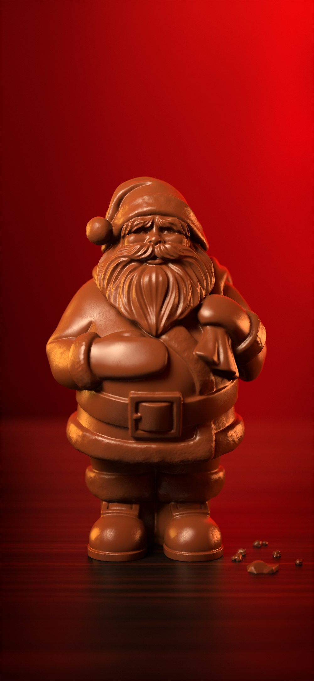 a close up of a chocolate santa clause