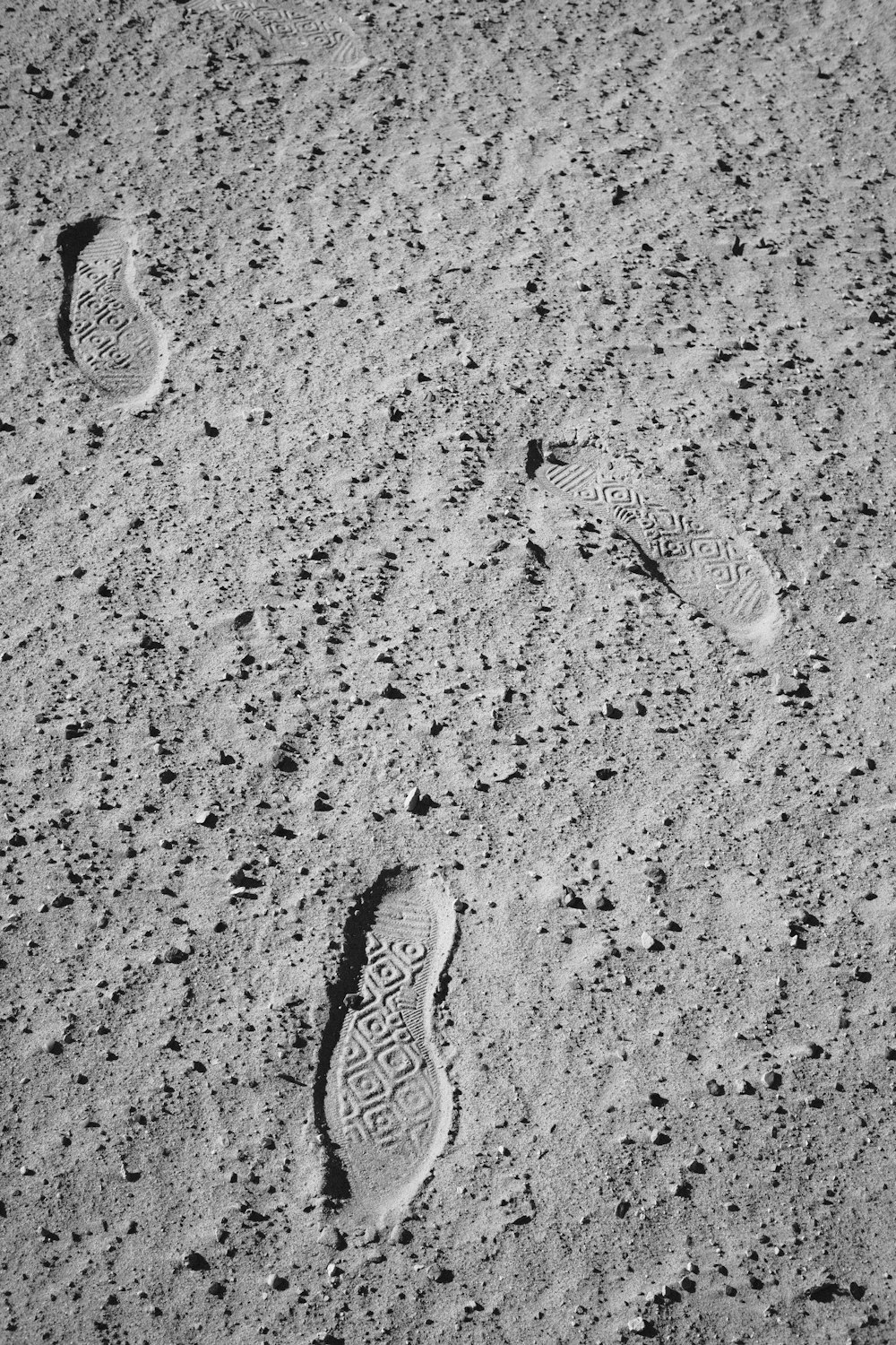 two footprints in the sand of a beach