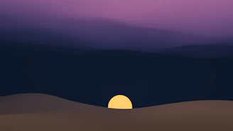 A minimalist video frame showing a serene landscape at sunrise.