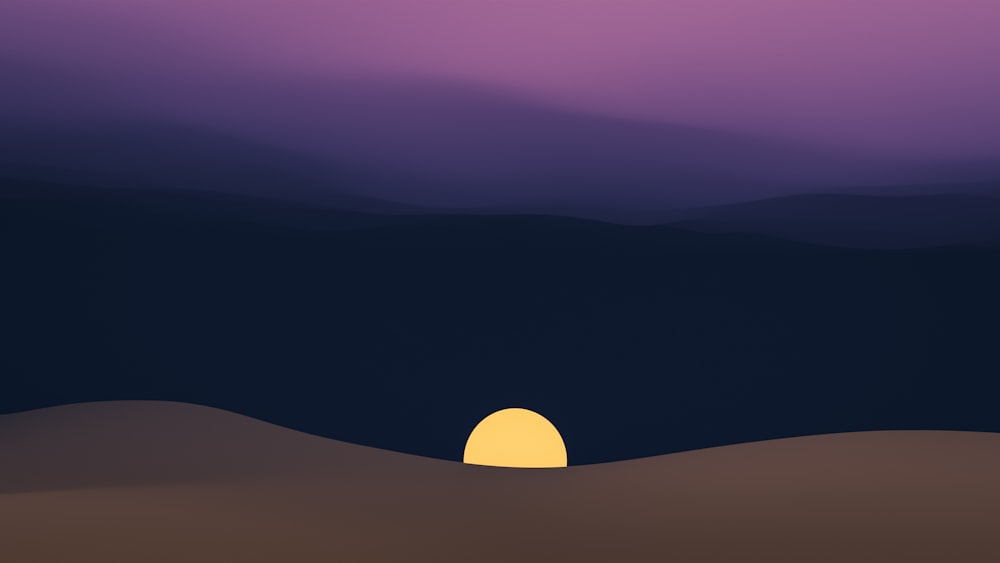 a sunset in the desert with mountains in the background