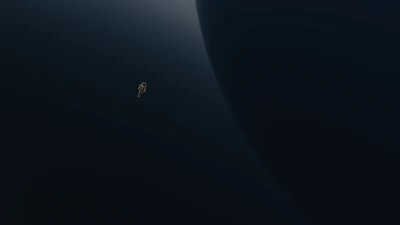 Black and white photo of a sleek astronaut figure standing solo against a starry backdrop, capturing the essence of solitude.