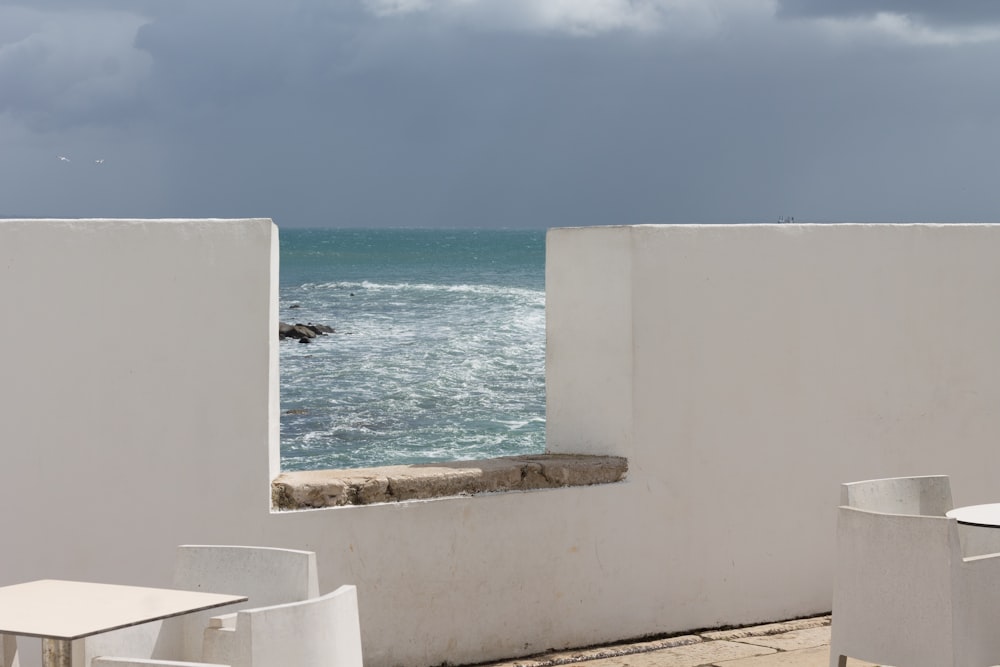 a view of the ocean through a window