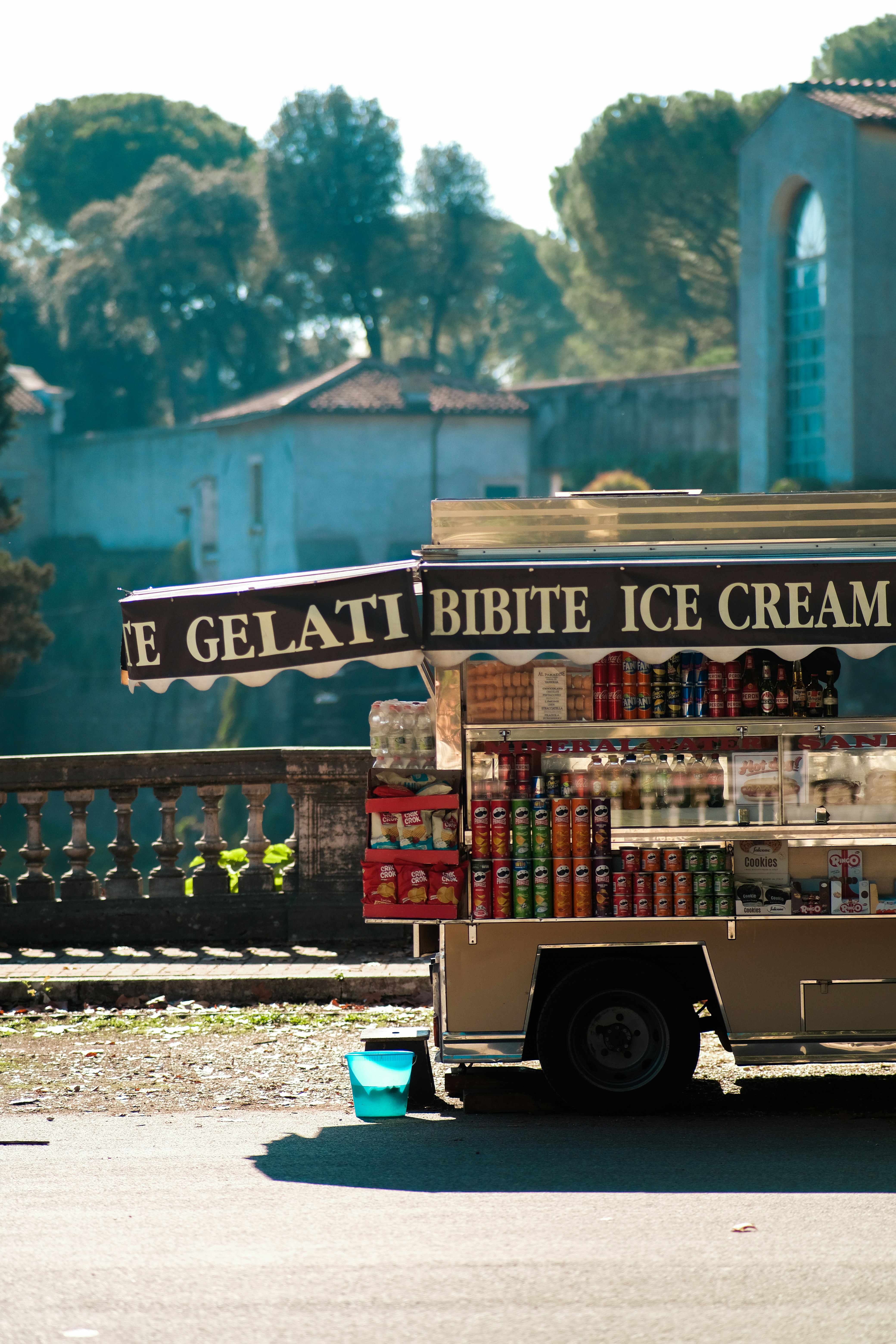 an ice cream truck parked on the side of the road