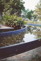 A tranquil outdoor space with a water-efficient garden, illustrating sustainable landscaping practices.