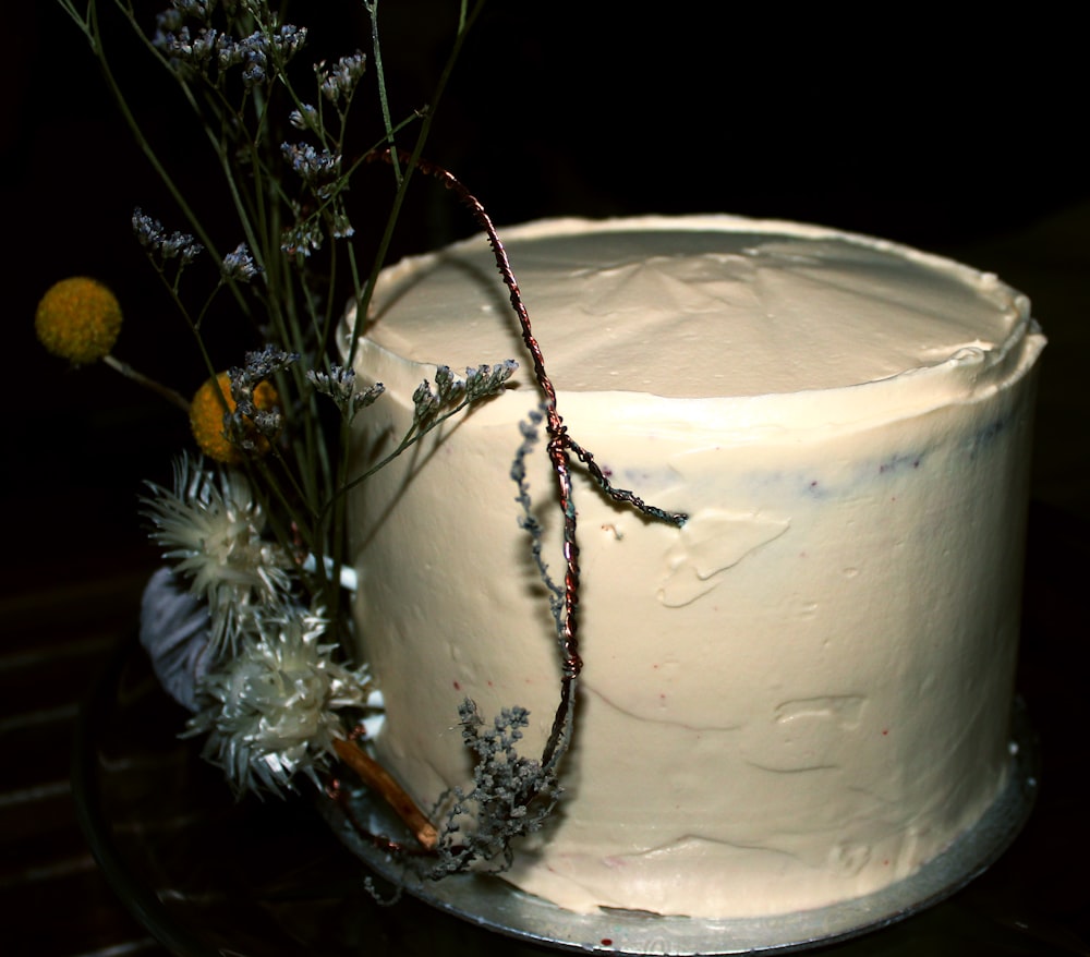 a close up of a cake on a plate