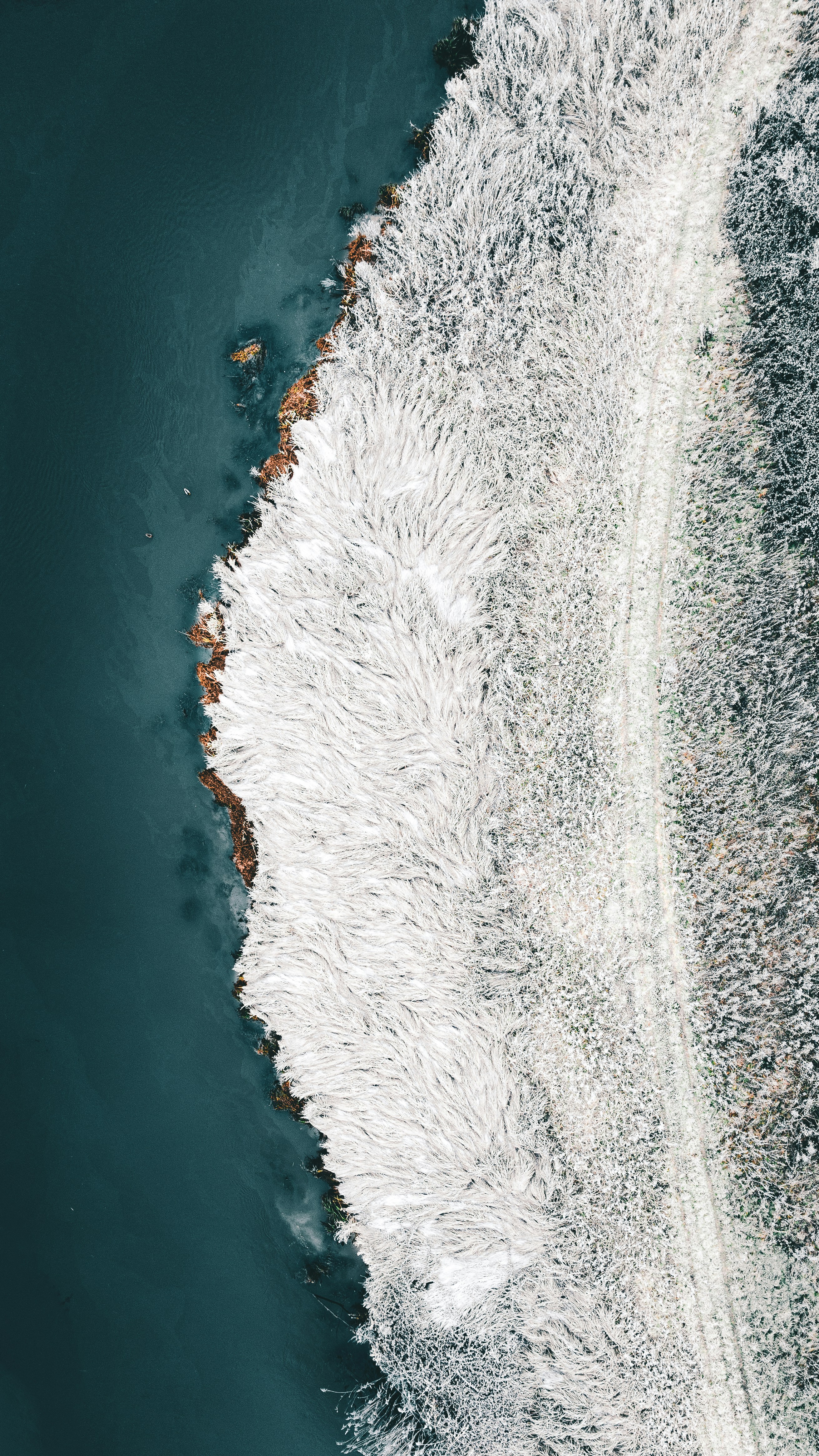 an aerial view of a body of water