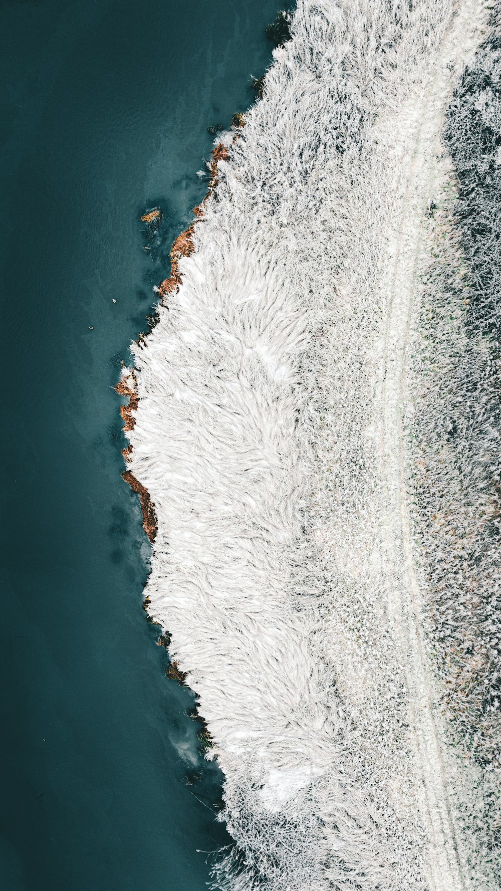 an aerial view of a body of water